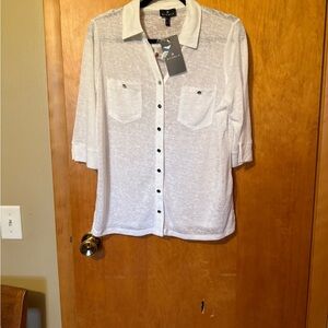MARBLE White Button Down Shirt Classic Collar